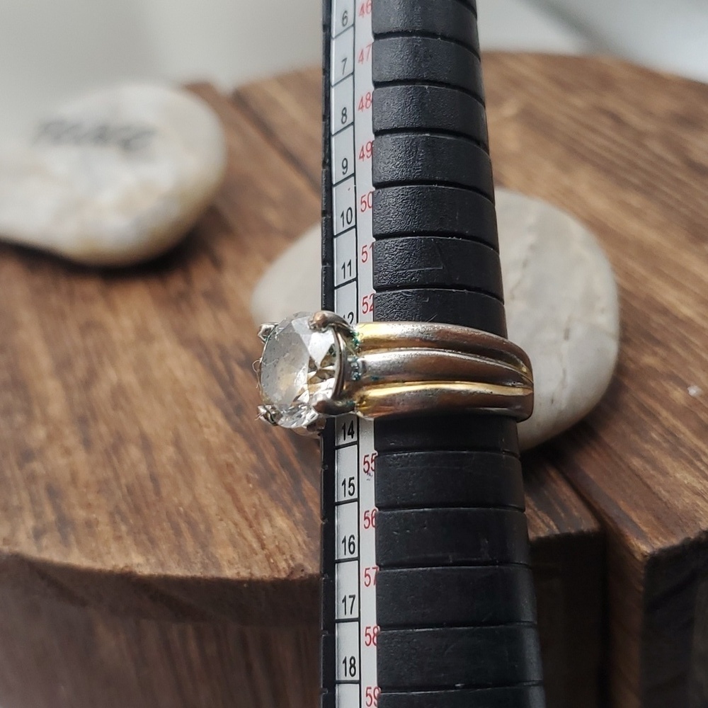 Size 7 R524 brass clawfoot ring 3ct crystal cz - Picture 4 of 4